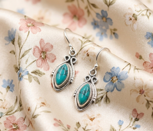 Handmade Natural Turquoise 925 Sterling Silver Hoop Earrings Women Vintage Boho Jewelry <b>Rose</b> <b>Gold</b> Yellow <b>Gold</b> Plated Party Gift - Product Image 2
