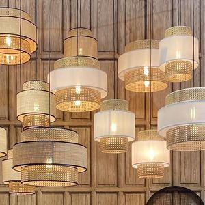 Lámpara Colgante de Ratán Natural Estilo Nórdico, Lámpara de Techo de Bambú Tejida a Mano para Decoración de Hogar, Hotel, Cafetería - Product Image 4
