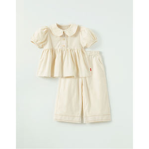 Conjunto de Ropa para Niñas OZKIZ Estilo Coreano 100% Algodón, Diseño Sólido, Transpirable, Moda de Verano para Niños de 2 a 6 Años, Venta al Por Mayor - Product Image 1