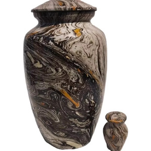 Urna Funeraria de Latón con Patrón de Mármol para Cenizas Humanas Adultas, Urna Decorativa Conmemorativa, Contenedor Moderno para Entierro - Product Image 2