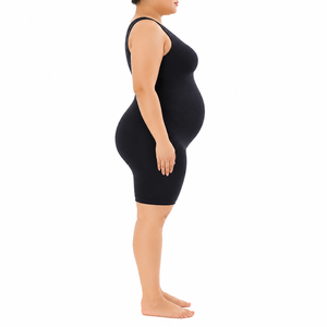 <b>Women's</b> Maternity Above Knee Knitted Jumpsuit – Seamless Stretch Pregnancy Bodycon <b>Romper</b> - Product Image 5