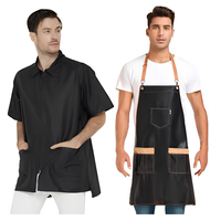 Gilet de Barbier Professionnel Respirant en Nylon avec Poches, Fermeture Éclair et Boutons, Col en V ou Col Montant, Sans Manches ou Manches Courtes