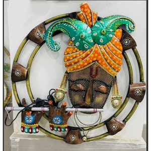Decoración de Pared de Metal Hecha a Mano con Acabado Esmaltado y Marco de Madera Rústico - Ideal para Diwali, Celebraciones de Jubilación, Hogar y Meditación - Product Image 2