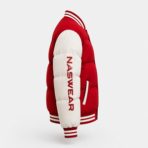 NASWEAR Men's Red <b>Bubble</b> Jacket Windproof Winter <b>Coat</b> Preppy Style Button Closure Regular Fit Thick Polyester <b>Bubble</b> Jacket - Product Image 2