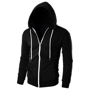 OEM Wholesale Stylish Men's Custom Logo Zip-Up <b>Hoodie</b> with Thick <b>String</b> 100% Cotton Windproof & Breathable - Product Image 1