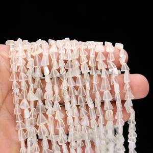 Natural White Moonstone Smooth Triangle Shape Carved Gemstone <b>Beads</b> Strand 4x7mm Fancy Shape Loose <b>Beads</b> For Jewelry Making Bulk - Product Image 2
