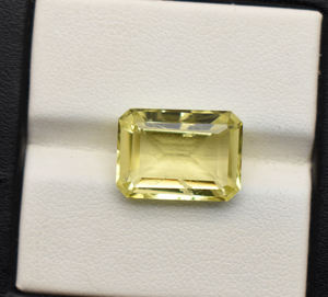 Piedra Preciosa de Cuarzo Limón Natural, Cuarzo Limón Amarillo 14X10 mm, Corte Esmeralda, para Joyería, 7.60 Quilates, Piedra Preciosa Suelta para Joyería - Product Image 5