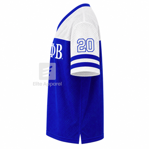 Custom Zeta Phi Beta Sorority V-neck <b>T</b>-<b>shirt</b> color blocking Short Sleeve blue & white Casual Style for female <b>polyester</b> mesh - Product Image 3