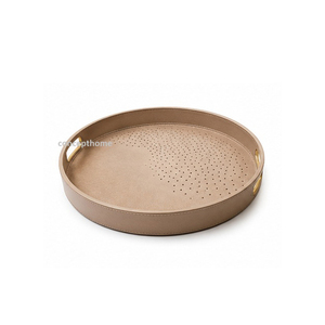 Bandeja de Servir Octogonal de Cuero con Asas Doradas, Color Sólido, Uso Residencial - Product Image 3