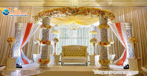 Mandap de boda de Pilar romano, decoración de estilo victoriano, decoración de boda india, mantel romano blanco, asequible - Product Image 3