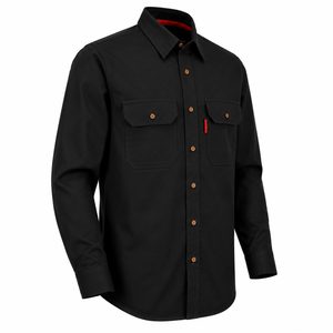 Camisa de Trabajo Ignífuga Negra para Hombre, Manga Larga, Uniforme de Reparación Mecánica, Ropa de Protección de Seguridad, Parche con Etiqueta, Marca Personalizada - Product Image 4
