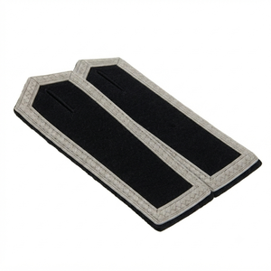 Épaulettes d'officier noires fabriquées en usine avec bordure brodée argentée, épaulettes d'uniforme personnalisées sur mesure - Product Image 5