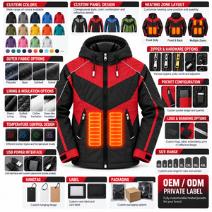Custom USB Heated <b>Jacket</b> Men Women Winter Outdoor Hooded Thermal Coat Battery Powered <b>Smart</b> Temperature Control - Product Image 5