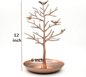 Oiseaux Arbre Bijoux Stand Affichage Boucle D'oreille Collier Titulaire Organisateur Rack Bijoux Rack avec Plateau En Métal pour Anneau Boucles D'oreilles Bracelet - Product Image 4