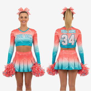 Nouvel uniforme de cheerleading léger de couleur unie, imprimé par transfert thermique, 100 % polyester, service OEM - Product Image 1