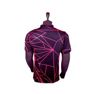 Camiseta de Rugby Sublimada de Manga Corta para Hombre, Estampado Geométrico, Absorbe la Humedad, Cuello en V Ajustado, Protección UV, Poliéster para Todas las Estaciones - Product Image 3