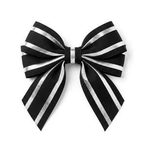 Neelkamal Industries 25mm Black Silver Festive Metallic <b>Ribbon</b> Decorative for Wedding Decor Bows Stage Styling - Product Image 1