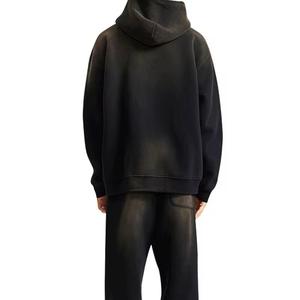 Conjunto Deportivo con Efecto Deslavado, Sudadera con Capucha y Pantalones, 100% Algodón, Estilo Holgado, Unisex - Product Image 4