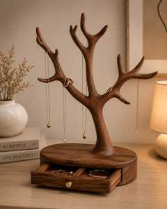 <b>Wooden</b> Necklace Organizer 5-Layer Tree Shape Modern <b>Rack</b> for Jewelry Display Storage Kitchen Desktop Use - Product Image 3