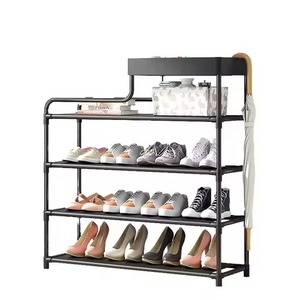 New Modern Metal Shoe Rack 5 Tier Freestanding Entryway Storage Organizer with Hooks for Shoes and Accessories Home Furniture - Product Image 3