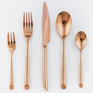 Cuchara DE SERVICIO DE ACERO INOXIDABLE para Buffet, restaurante, hotel y viaje de estudiantes, cómoda para sostener, juego de cubiertos chapados en oro rosa - Product Image 4