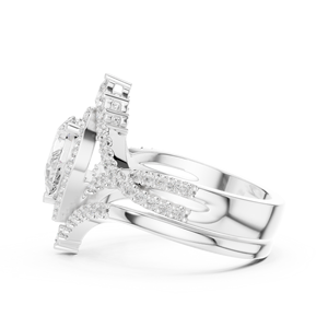 Anillo de Oro Blanco de 18K con Diamante Cultivado en Laboratorio, Corte Pera Imperial, Halo de Lágrima Real, Corona Vintage, Chapado en Rodio, para Mujer - Product Image 3