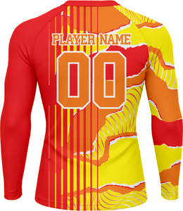 Rashguard pour homme, dernier design, couleur rouge, manches longues, avec logo personnalisé - Product Image 3