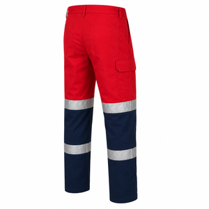Custom Logo Mens Industrial Workwear Pants Reflective Tape Dual <b>Cargo</b> Pockets Two Tone Safety Trousers Custom Safety <b>Work</b> Pants - Product Image 4