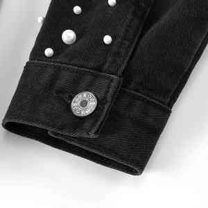 Veste en jean vintage délavée pour homme avec pierres scintillantes, vêtement de mode de qualité professionnelle, veste en jean ornée de strass - Product Image 5