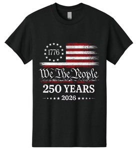 Camiseta Ecológica de Manga Corta con Serigrafía del 4 de Julio, 250 Aniversario de la Independencia de Estados Unidos, para Hombre - Product Image 1