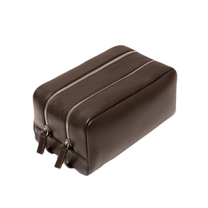 Trousse de Toilette de Voyage en Cuir Premium, Organisateur de Toilette Étanche, Trousse de Rasage et Cosmétiques pour Hommes, Pochette de Rangement Durable avec Fermeture Éclair - Product Image 1