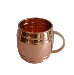 Mug en cuivre style vintage avec poignée en laiton, tasse classique pour eau, jus, bière, usage domestique, cuisine, café, bar. - Product Image 1