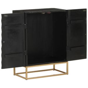 Aparador Mediano en Madera de Mango Sólida Negra y Hierro - Product Image 4