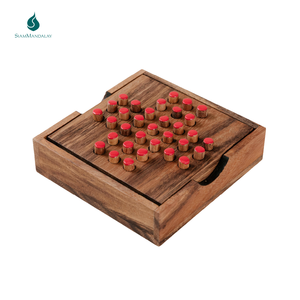 Solitario: Rompecabezas de madera tipo Solitario, juego clásico de estrategia de saltos y eliminaciones, rompecabezas lógico, juguete educativo para niños, adultos y familias - Product Image 2