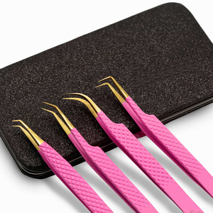Pince à épiler professionnelle en acier inoxydable anti-magnétique pour extensions de cils, pointe fine de précision pour bouquets de cils 3D/6D - Product Image 5