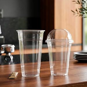 Gobelets ronds jetables transparents en PP à paroi simple QUANG QUAN 500ml/700ml, diamètre 95mm, avec couvercles pour café, thé, jus, lait - Product Image 5