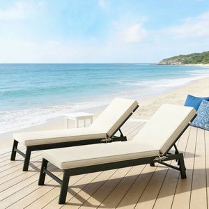 Set di 2 Cuscini per Chaise Longue Pieghevole da Esterno in Stile Classico - Product Image 1