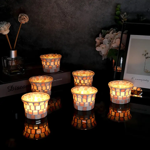 ชุดเชิงเทียนแก้วโมเสคสำหรับตกแต่งบ้านและงานอีเวนต์ที่สง่างาม - Product Image 4