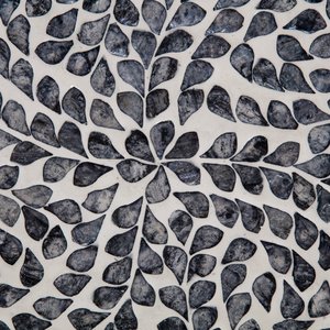 Round Bone Inlay Side Table With Mosaic Pattern Contemporary Design For Living Room Durable Glossy Finish Standing Type - Product Image 5