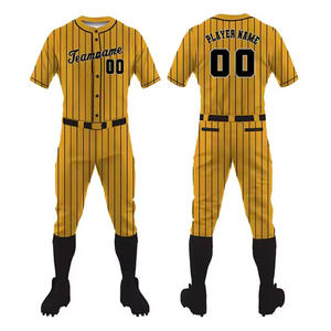 Ensemble d'uniformes de baseball et de softball pour hommes adultes personnalisés de qualité supérieure respirant solide doux et confortable col en V impression numérique - Product Image 1