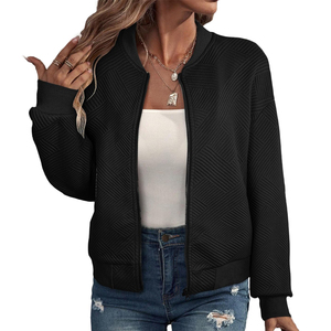 Veste bomber pour femme en polyester/nylon respirant à col montant, vêtements décontractés pour femme, vestes bomber coupe-vent pour femme, automne/hiver - Product Image 1