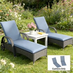 Juego de 2 Cojines Plegables para Silla Reclinable de Exterior, Color Azul (Solo Cojines) - Product Image 1