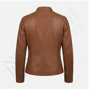 Veste d'hiver respirante en cuir véritable pour femmes design personnalisé très vendue vente en gros fermeture à glissière prix bon marché - Product Image 3