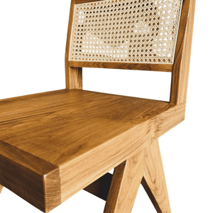 Chaise de salle à manger moderne en bois avec assise en rotin, finition naturelle, pour la maison et les restaurants WOODGRANDLIVING IDT-114 - Product Image 4