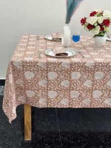 Handmade Hand Block Printed 100% Cotton <b>Square</b> <b>Tablecloth</b> Modern Floral Design Custom Sizes Table Cover for Dining Parties - Product Image 3
