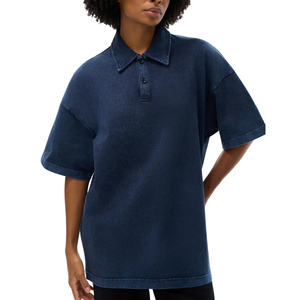 OEM Wholesale 100% Cotton Men's Oversized Acid Washed Vintage <b>T</b> Shirt Stand Collar Custom Logo Manufacturer - Product Image 5