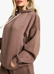 เสื้อฮู้ดออกกำลังกายผู้หญิงแบบซักกรด ปี 2026 ขายส่ง ออกแบบเองได้ เสื้อสเวตเชิ้ตผู้หญิงเซ็กซี่แบบสวมหัว ไม่มีลาย - Product Image 6