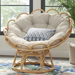 ชุดเก้าอี้ปาปาซานหวายลายสแกลลอป สำหรับสวนและลานบ้าน พร้อมเบาะรองนั่ง - Product Image 6