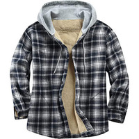 Veste longue élégante en flanelle à carreaux pour homme, manteau d'hiver décontracté matelassé à capuche, en tissu tricoté patchwork, motif réversible décoré