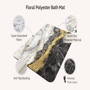 Tapis de bain moderne réversible en polyester à motif floral |   Super absorbant, séchage rapide, antidérapant |   Entrée de cuisine rembourrée et adaptée aux animaux domestiques - Product Image 6